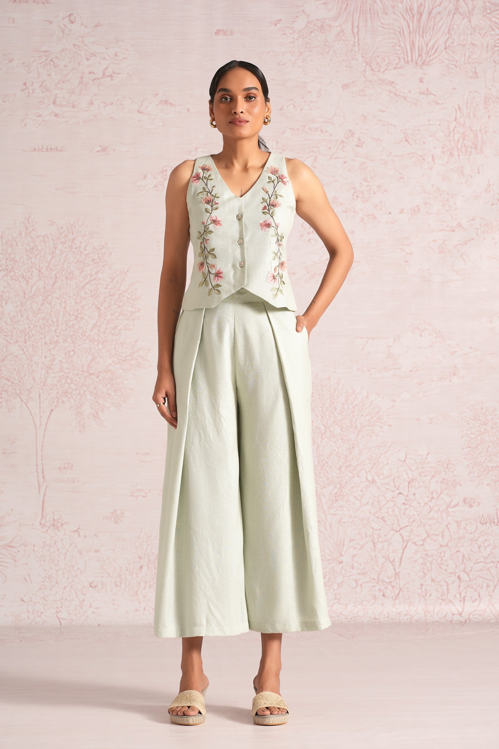 Blush Vines Waist Coat Co-Ord - Bonny