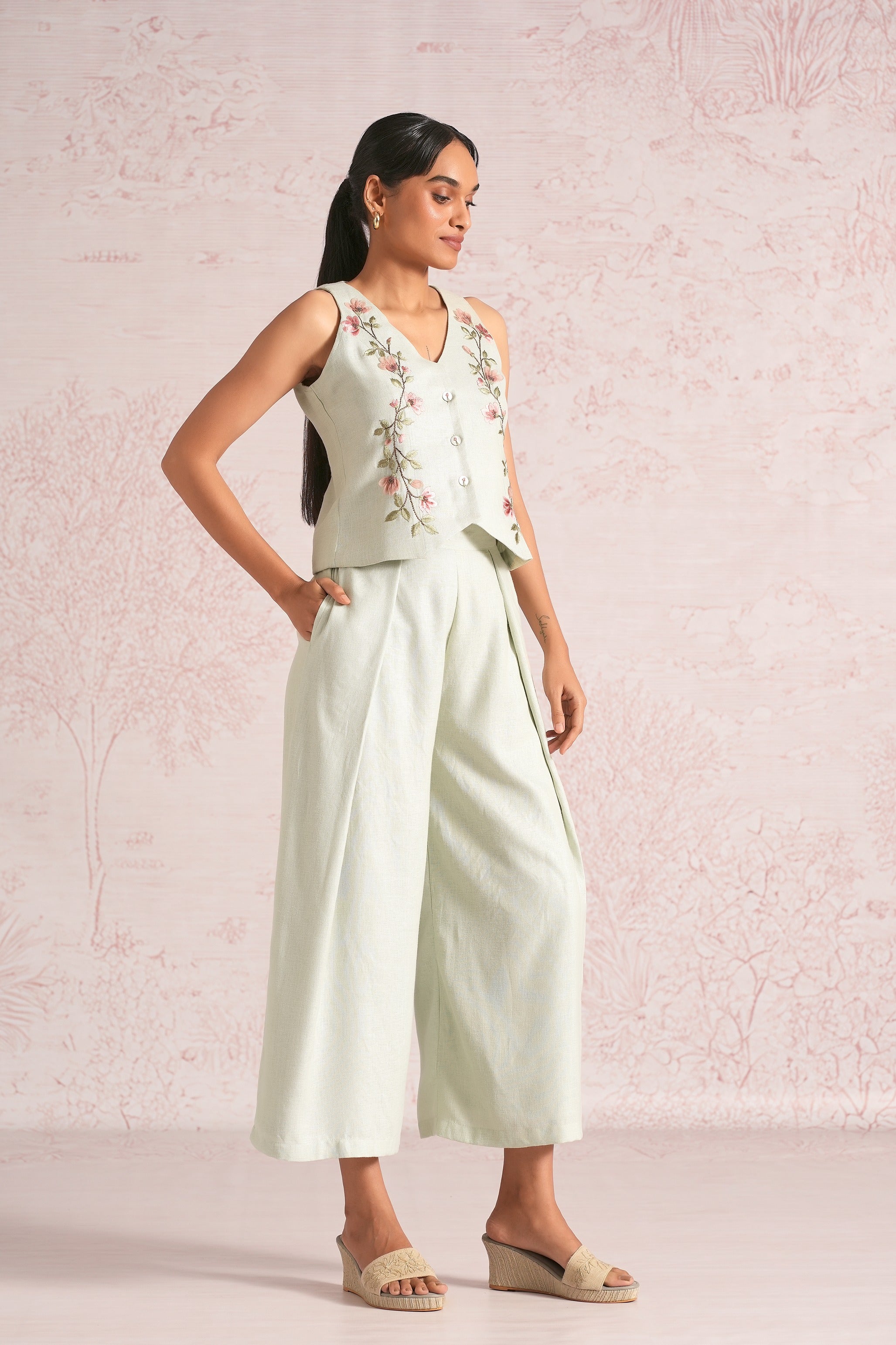 Blush Vines Waist Coat Co-Ord - Bonny