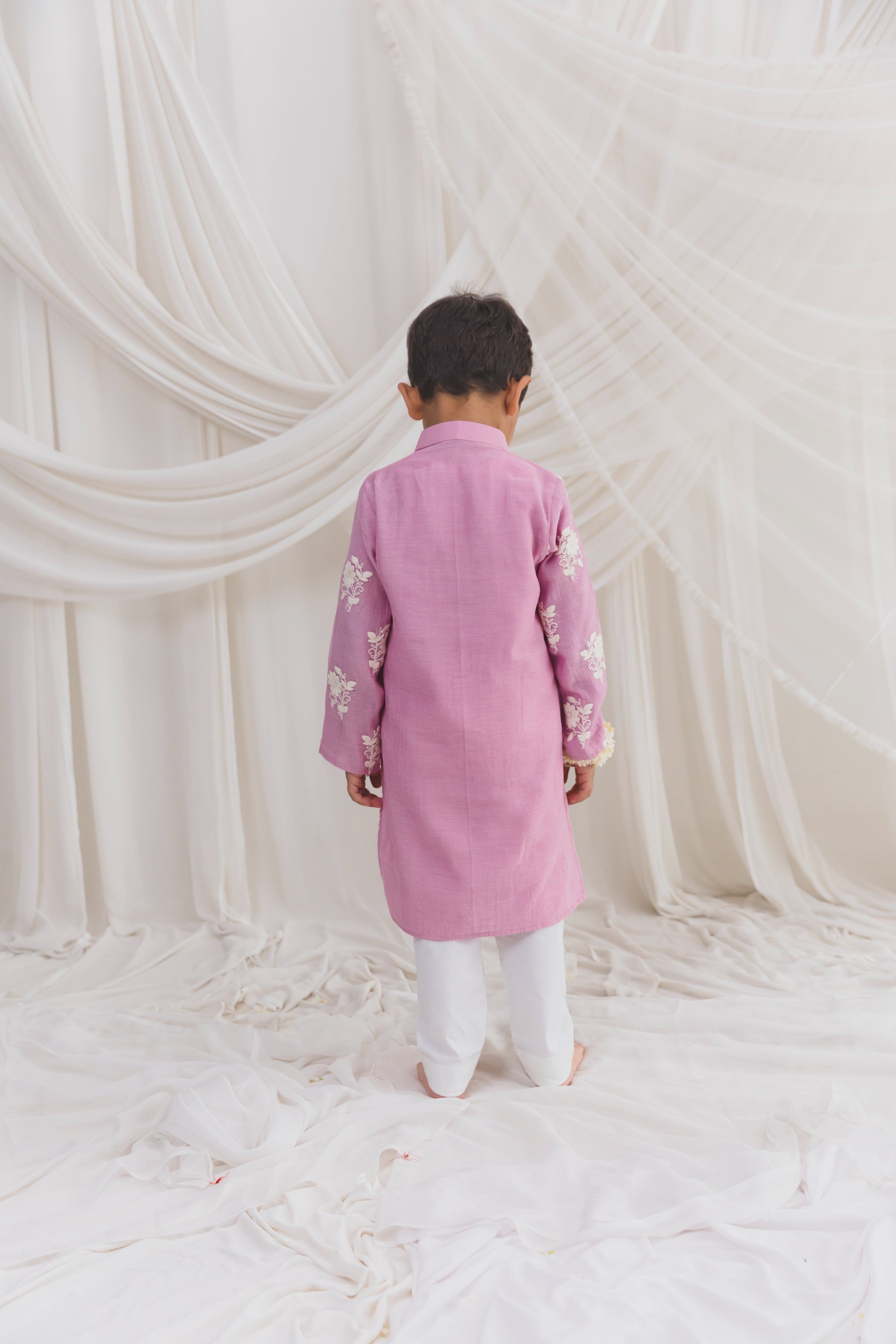Pink Embroided Kurta With Pants