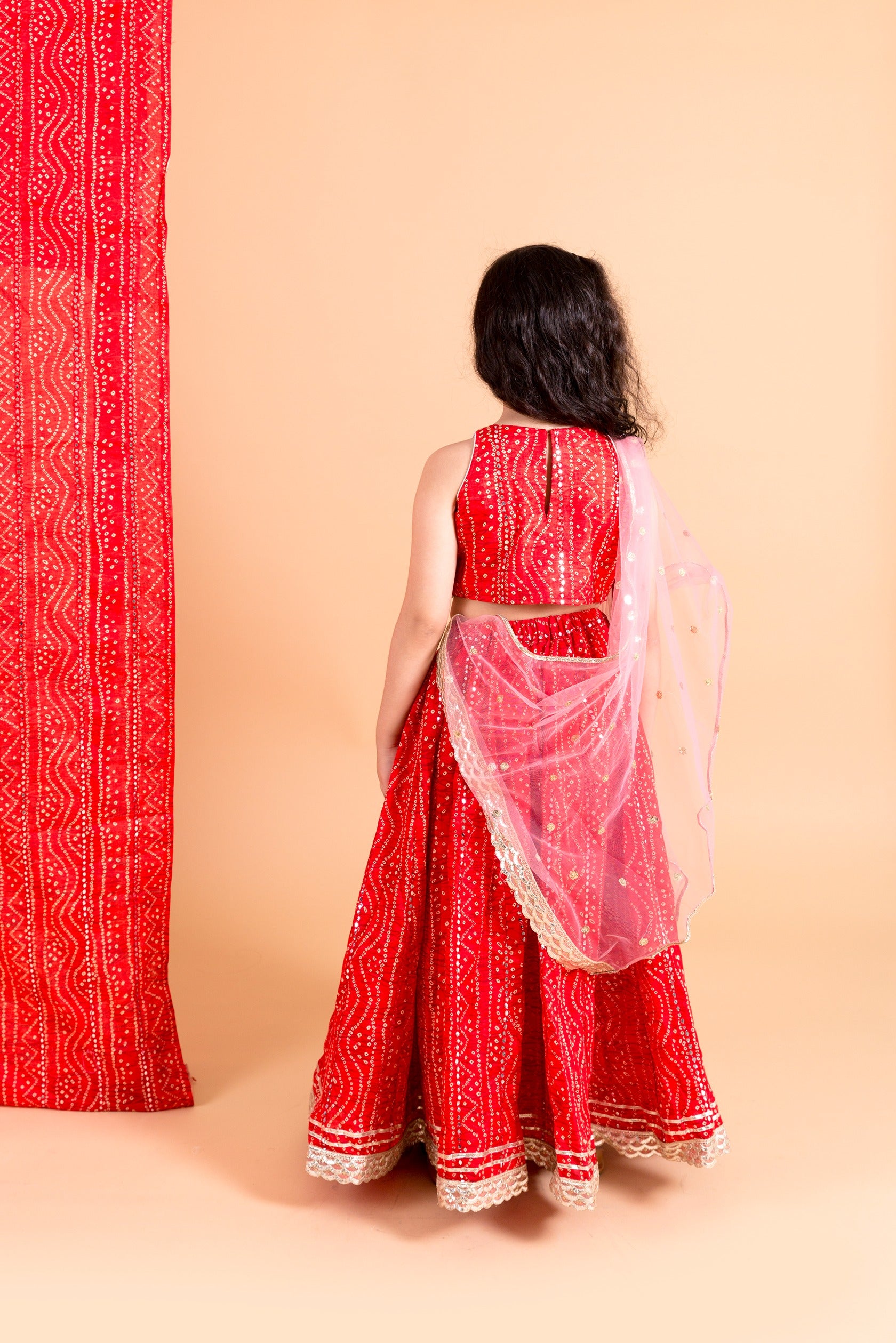 Red Bandhani Lehenga