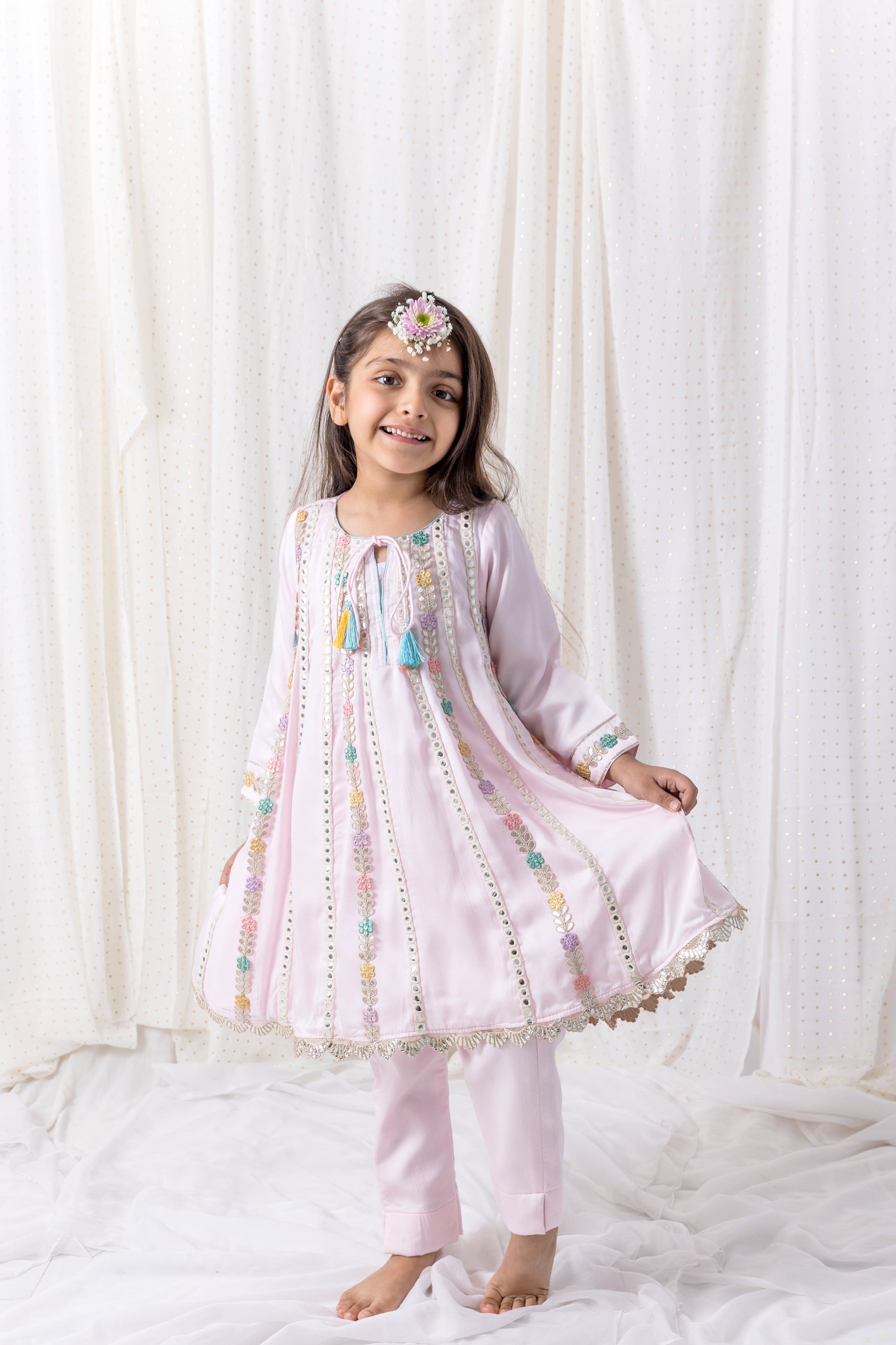 Pink Muslin Top With Pants