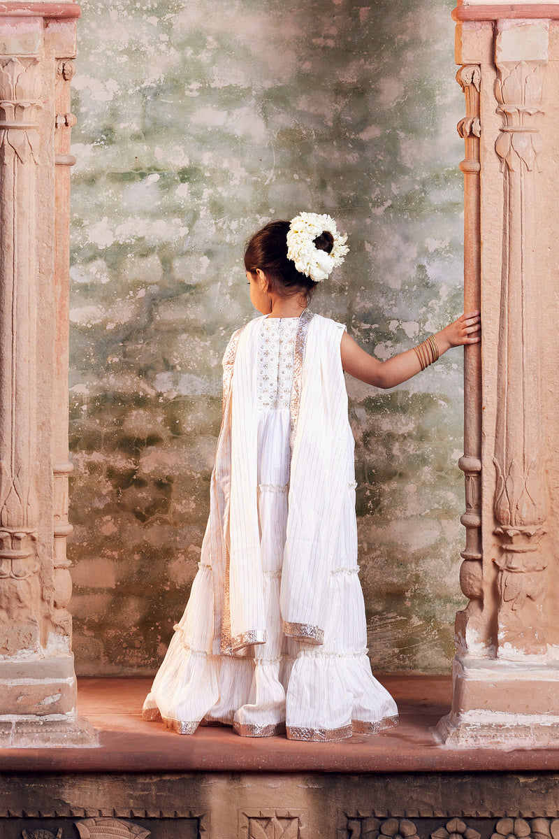 White Anarkali With Matching Dupatta