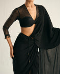 Load image into Gallery viewer, Black drape saree set
