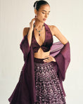 Load image into Gallery viewer, Wine sequin florets embroidered lehenga

