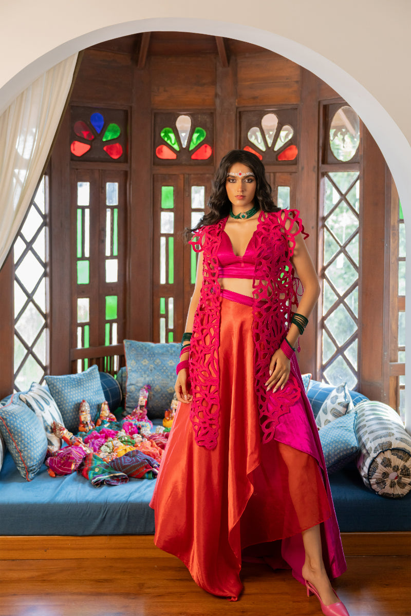 Cerise - Overlay, bustier & skirt set