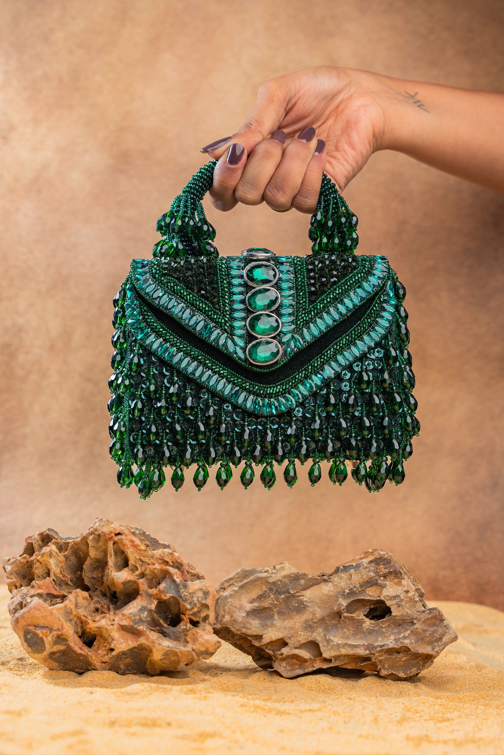 Chevron Crystal Kasse Emerald