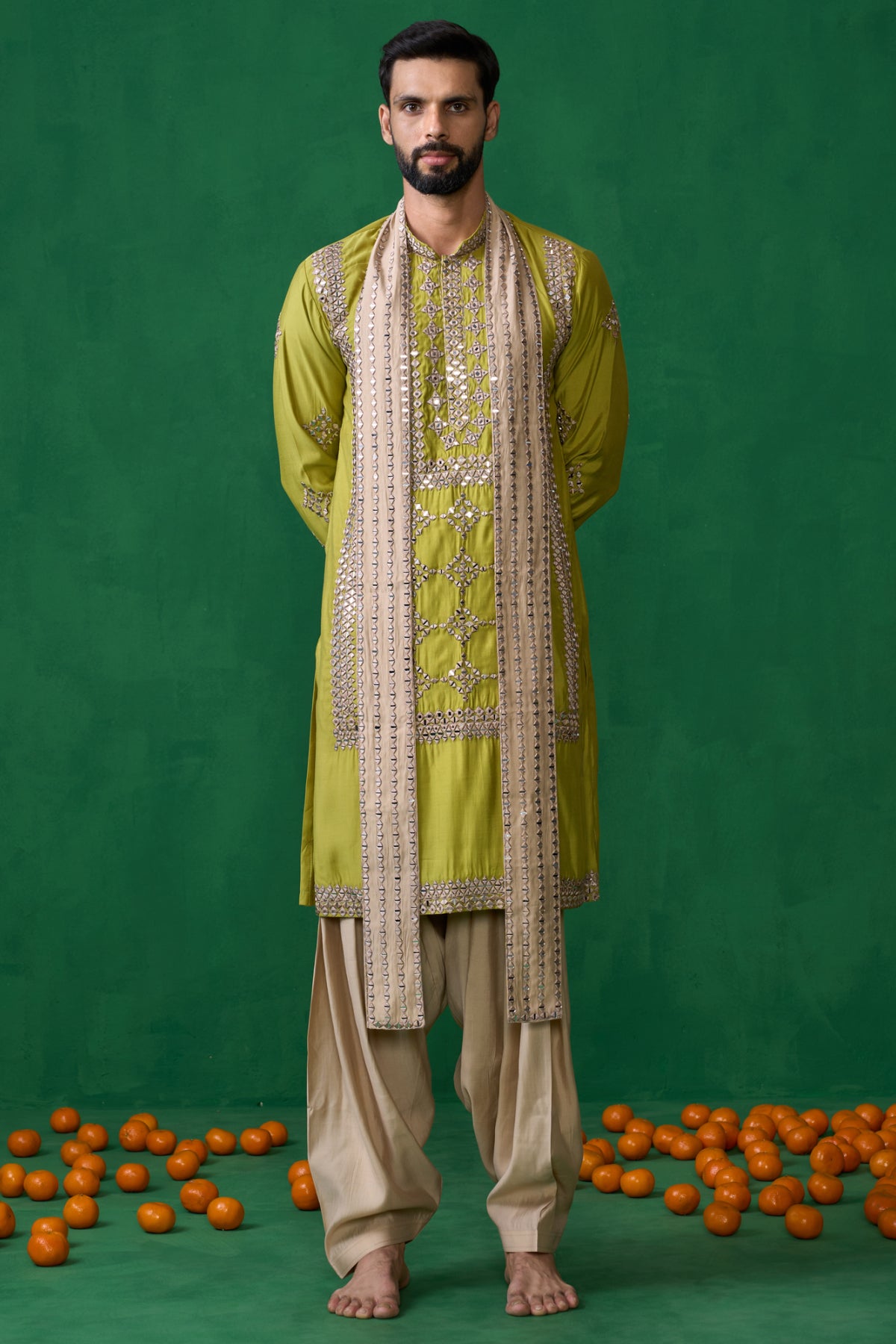 DARPAN NEON GREEN KURTA SET