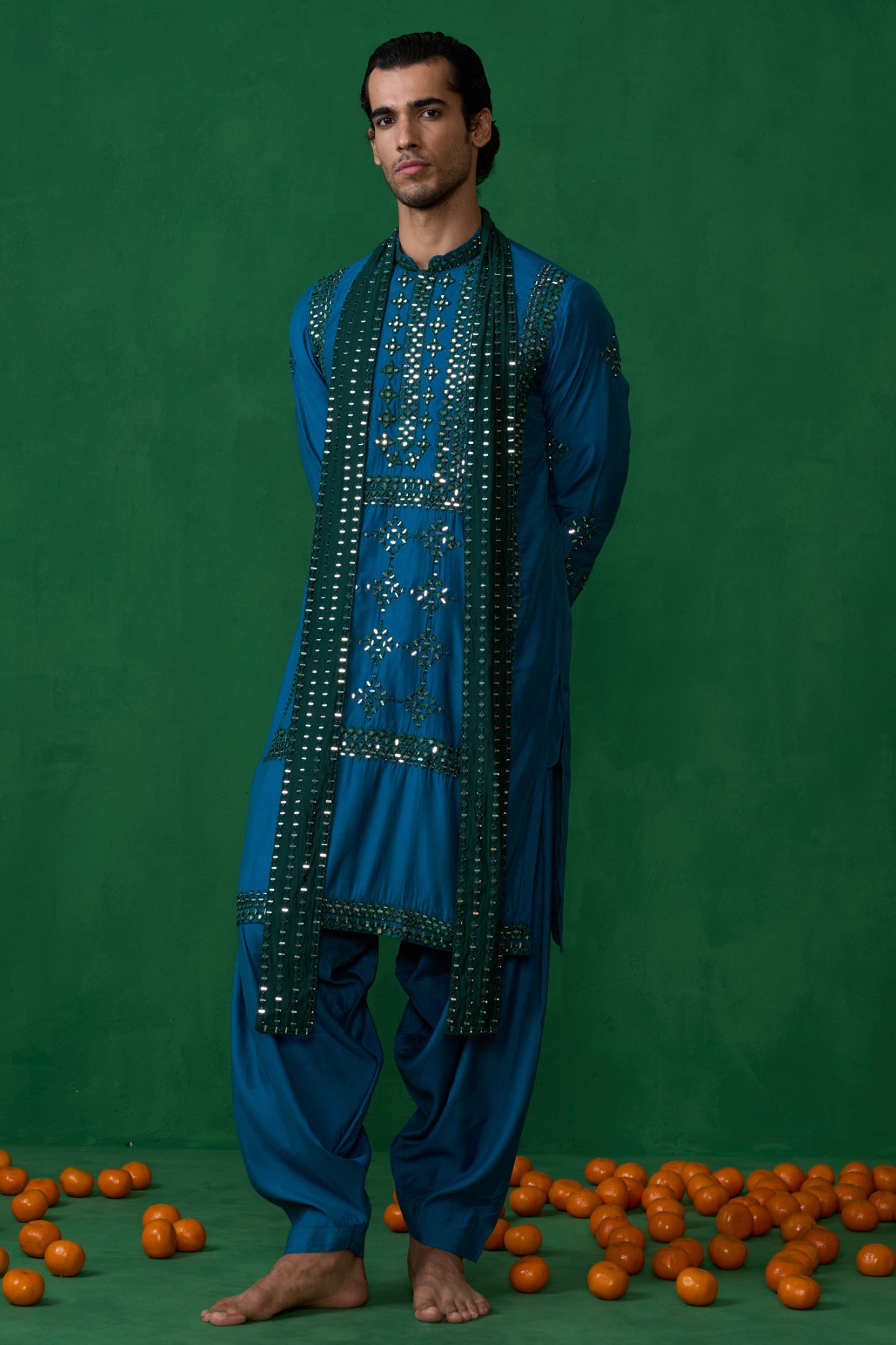 DARPAN TEAL BLUE KURTA SET