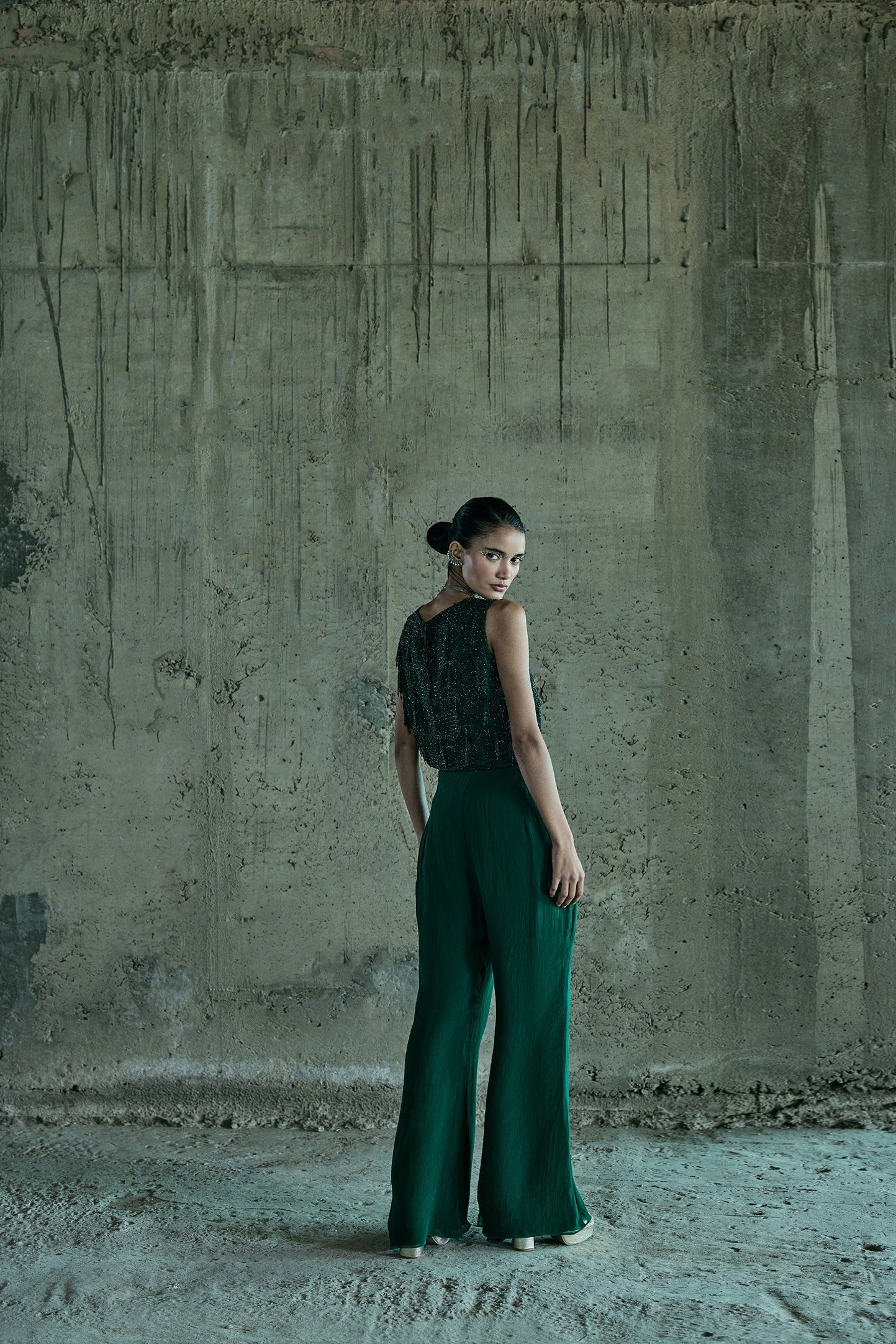 Emerald Crystal Jacket With Pants Set