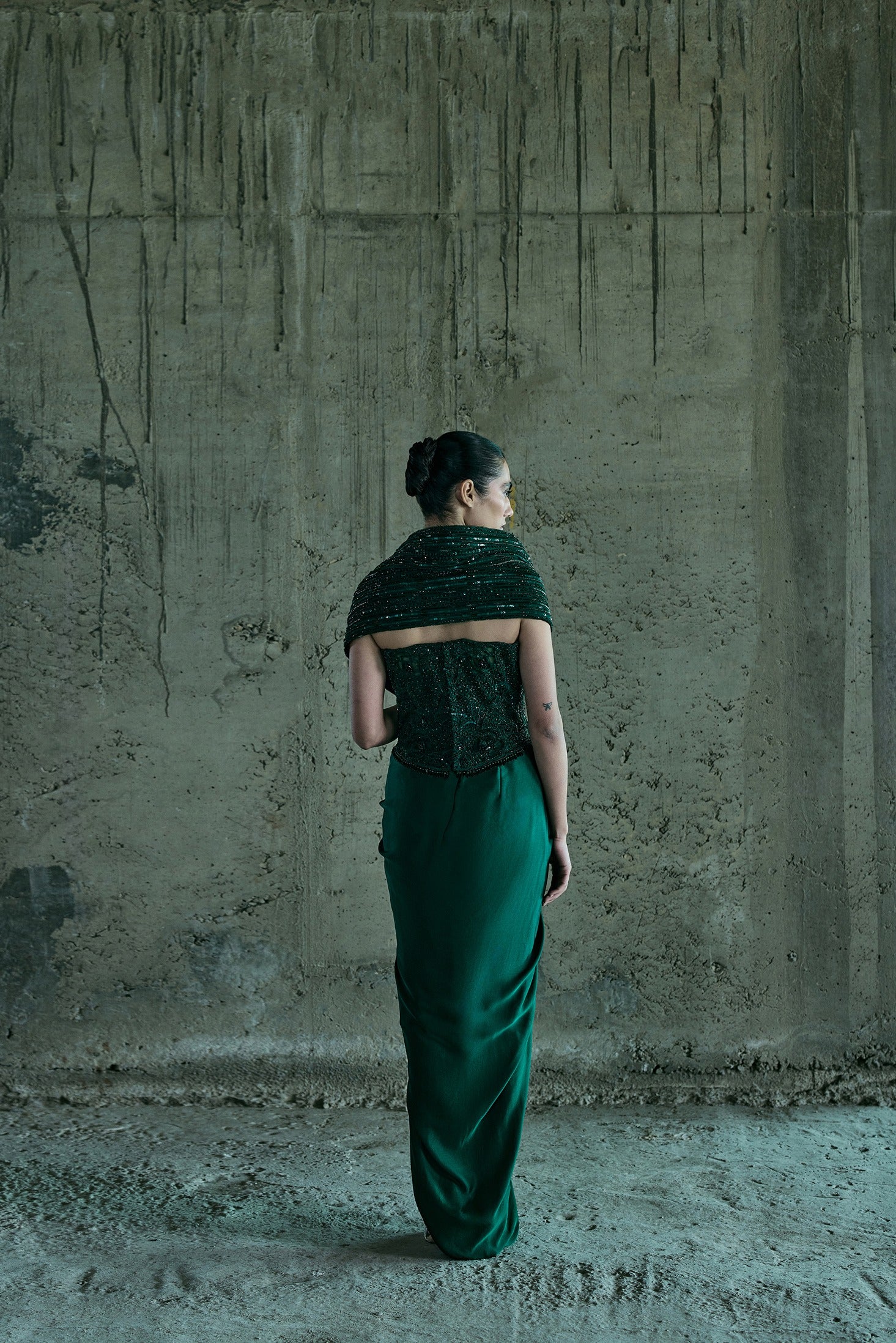 Emerald Structured Corset With Skirt Set