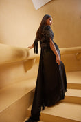 Load image into Gallery viewer, Black Drape Saree With A Cape Jacket
