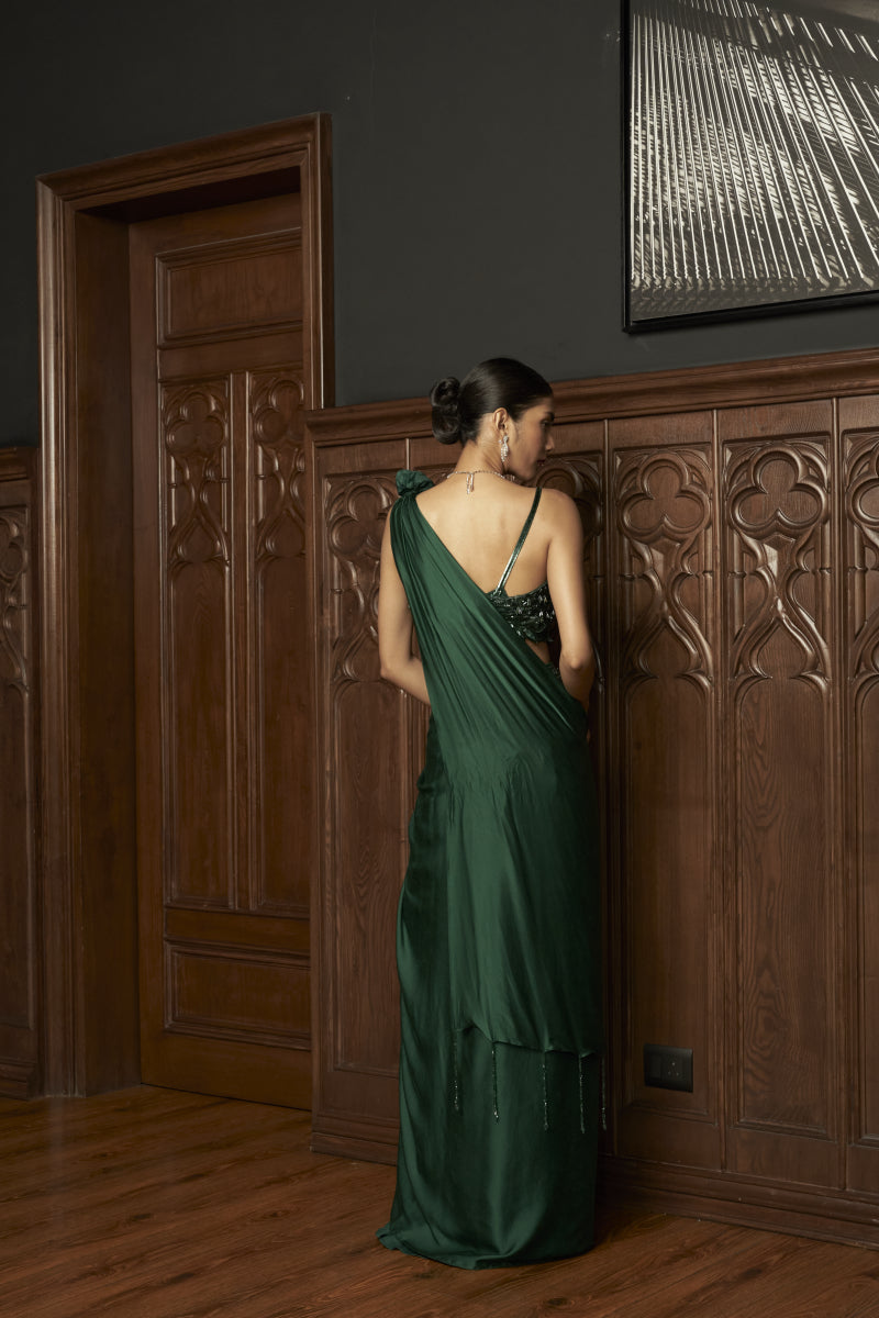 Emerald Drape Saree With 3D Blouse