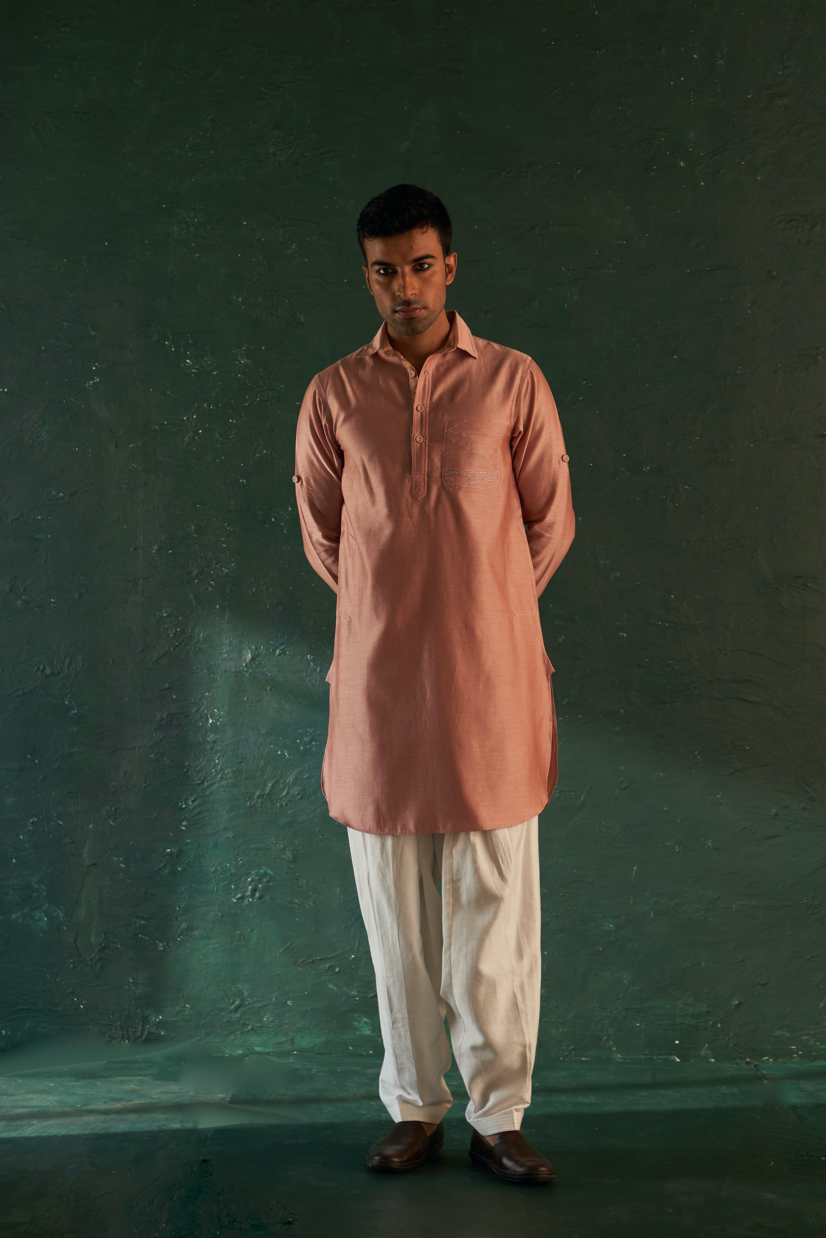 Midas Old Rose Pathani Kurta With Salwar- set of 2