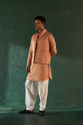 Load image into Gallery viewer, Men's Rose Pink Stripe Pathani Kurta Set with Jacket- set of 3
