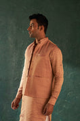 Load image into Gallery viewer, Men's Rose Pink Stripe Pathani Kurta Set with Jacket- set of 3

