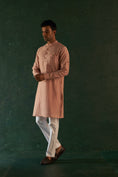 Load image into Gallery viewer, Midas Old Rose Chevron Embroidered Kurta With Pant- set of 2
