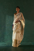 Load image into Gallery viewer, Midas Ivory Saree with Tissue Blouse & Blazer- set of 3
