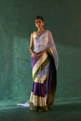 Load image into Gallery viewer, Midas Purple Saree with Ivory Tissue Stripe Blouse- set of 2

