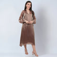 Load image into Gallery viewer, Brown A-Line Dress with Bead Lace Detail with Slip
