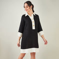 Load image into Gallery viewer, Black and Off-White Linen Shirt Dress
