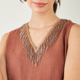 Load image into Gallery viewer, Brown A-Line Linen Dress with Cut Dana Lace Detail
