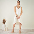 Load image into Gallery viewer, Off-White A-Line Linen Dress with Cut Dana Lace Detail
