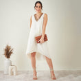 Load image into Gallery viewer, Off-White A-Line Linen Dress with Cut Dana Lace Detail

