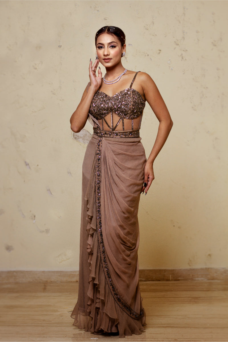 Corset Drape Saree Set