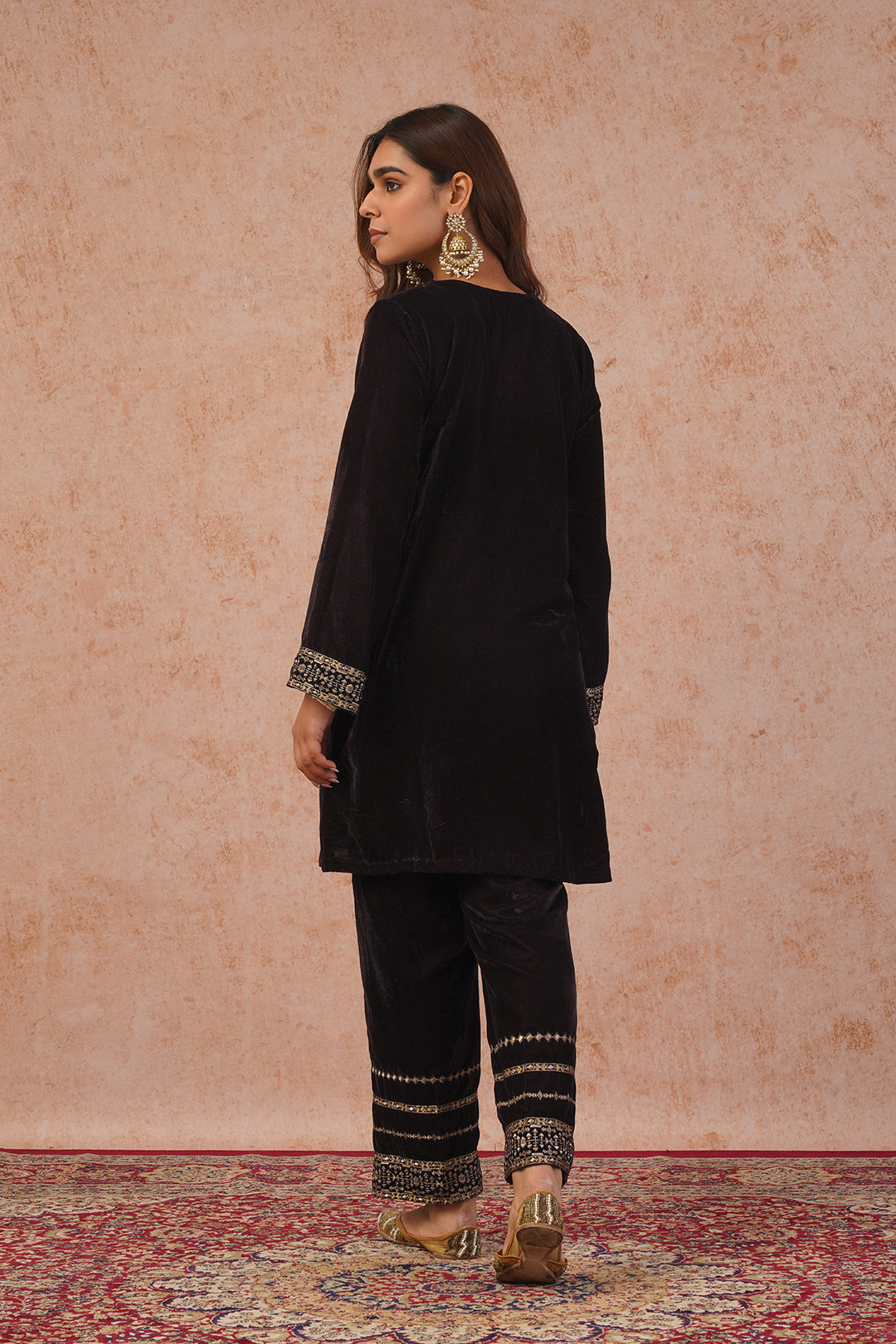  Regal Brown Velvet Suit Set With Dupatta
