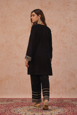  Regal Brown Velvet Suit Set With Dupatta