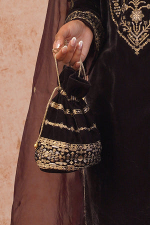  Regal Brown Velvet Suit Set With Dupatta