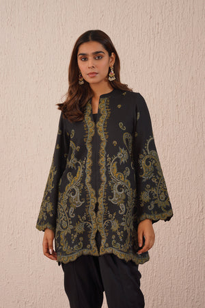 Black Woven Dhoti Set- Inching India