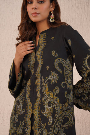 Black Woven Dhoti Set- Inching India
