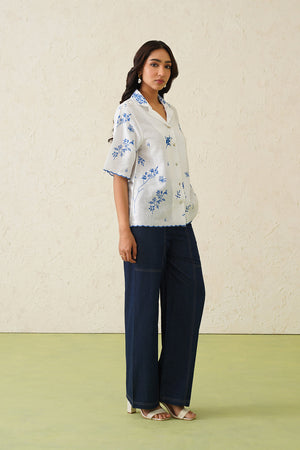Noor Linen Embroidered linen Top For Women-inching india