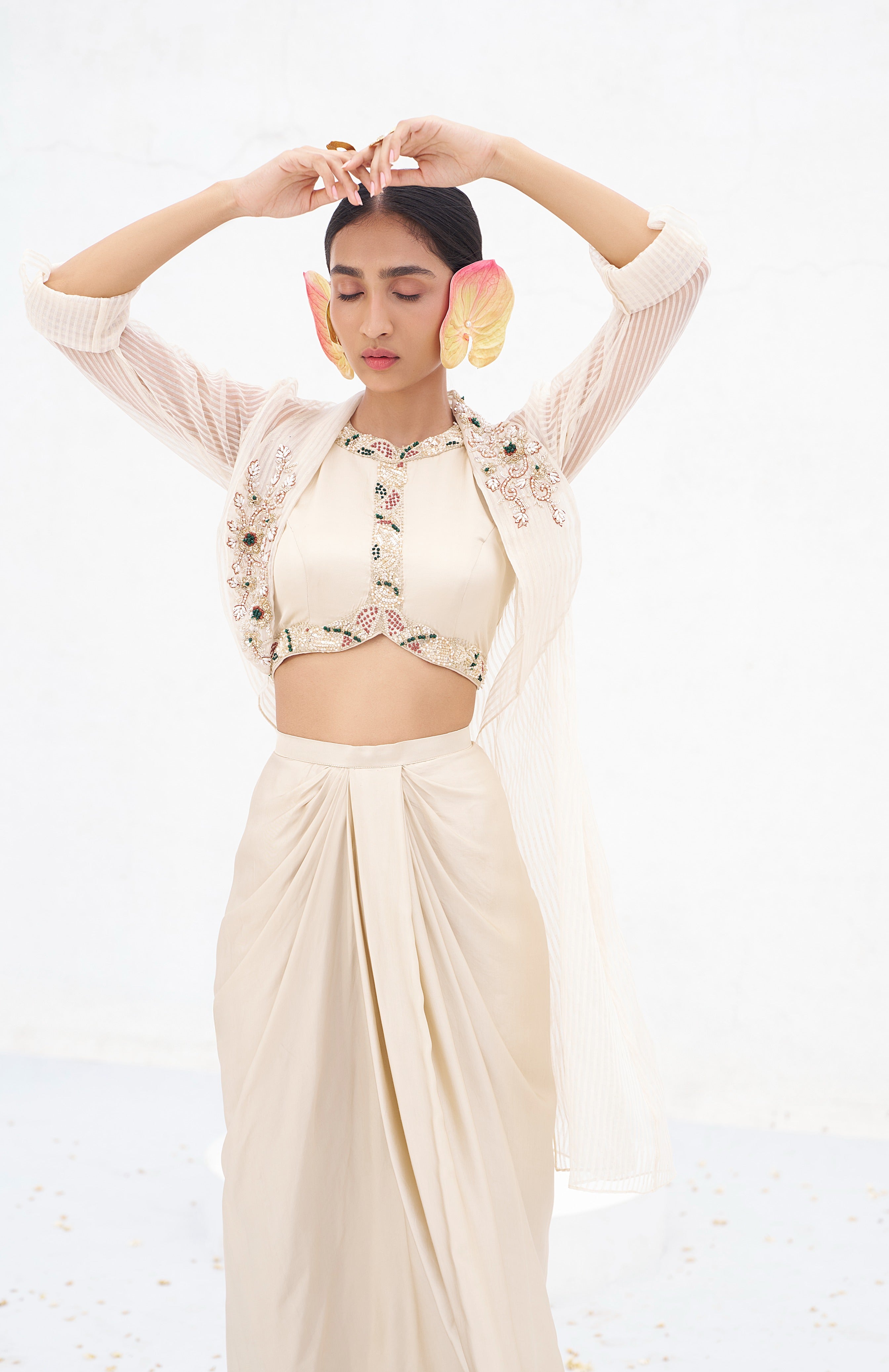 Haimavati Draped Skirt And Cape Set