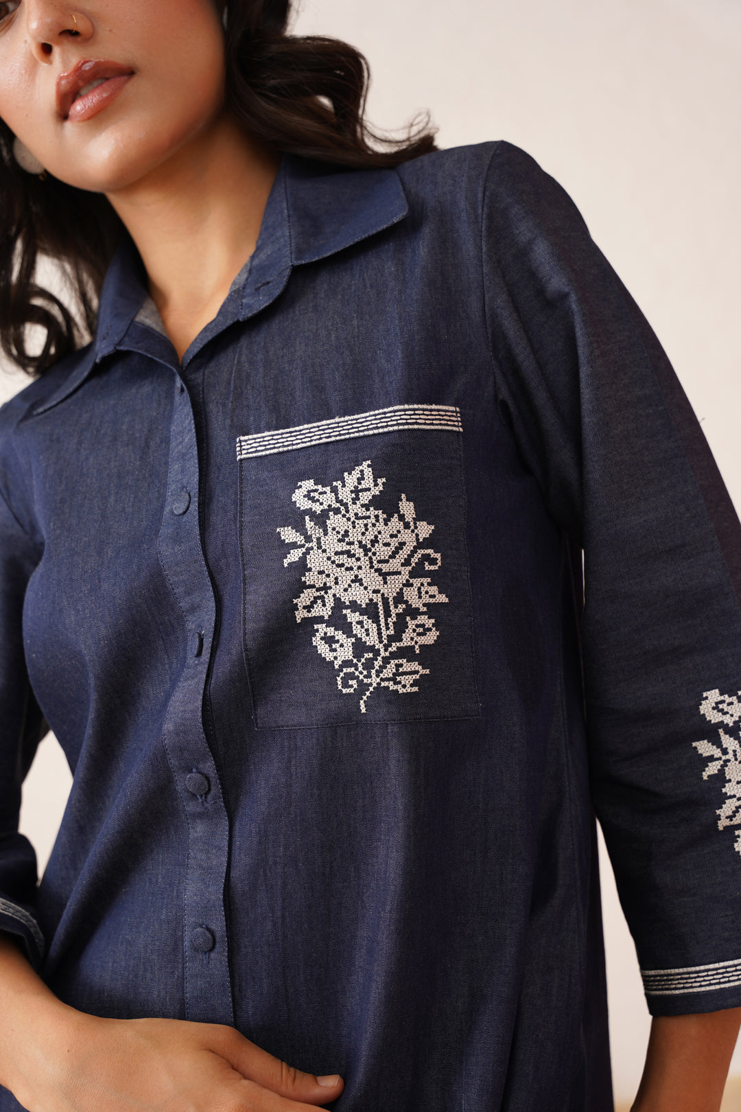 Cross Stitch Denim Co-ord Set Online India 