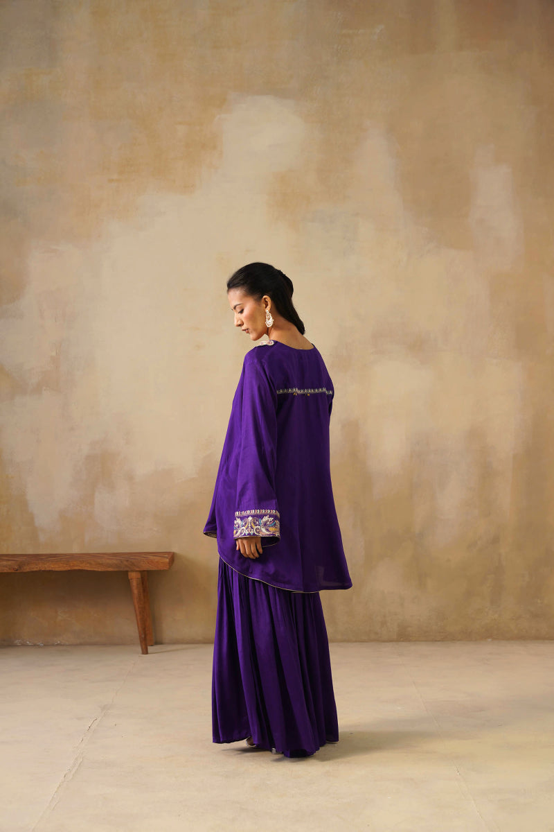 Noor Purple Coat Set With Garara