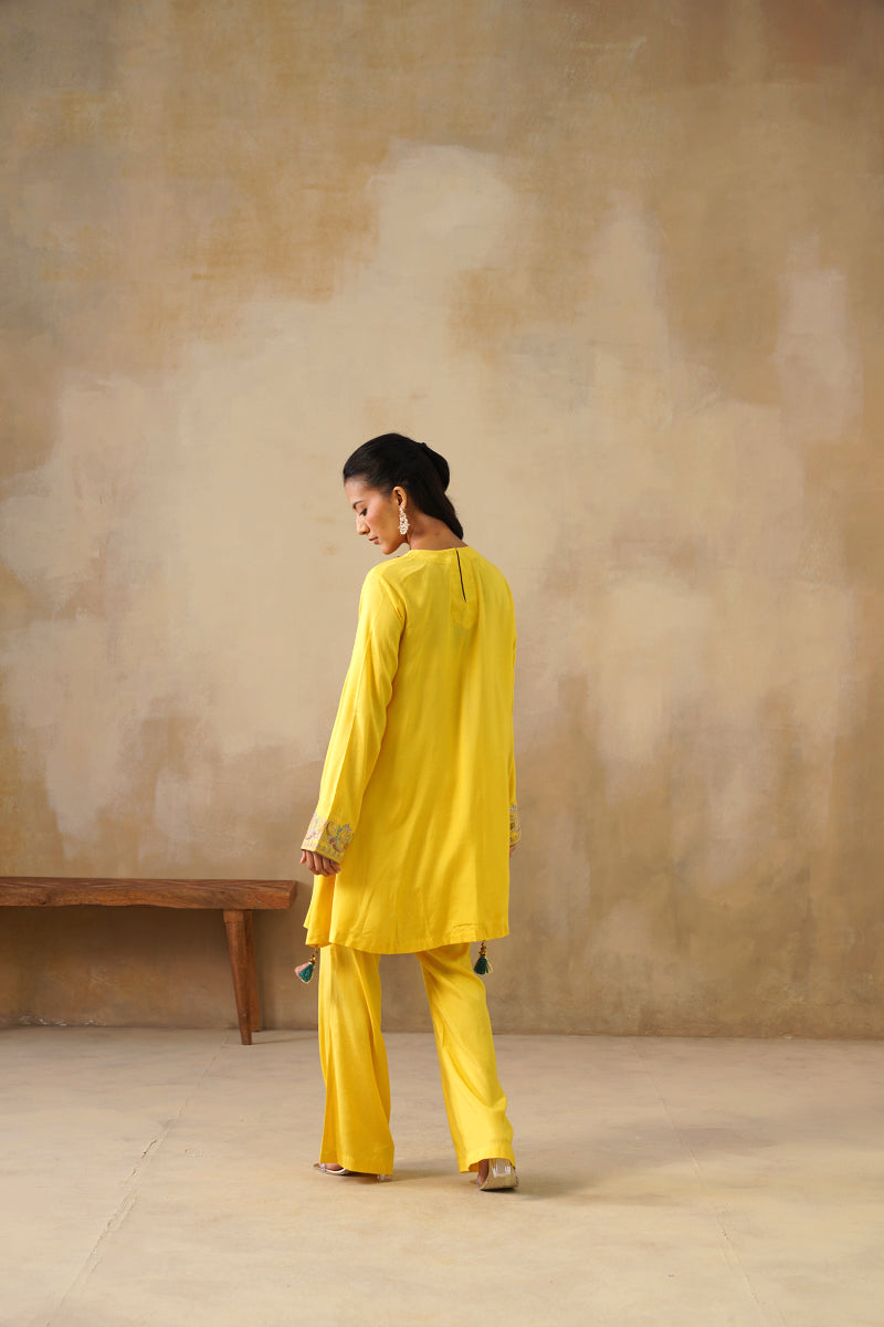 Noor Yellow Drape Top Set