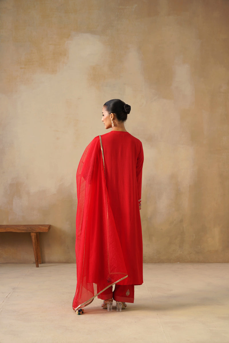 Noor Red Kali Suit Set With Dupatta