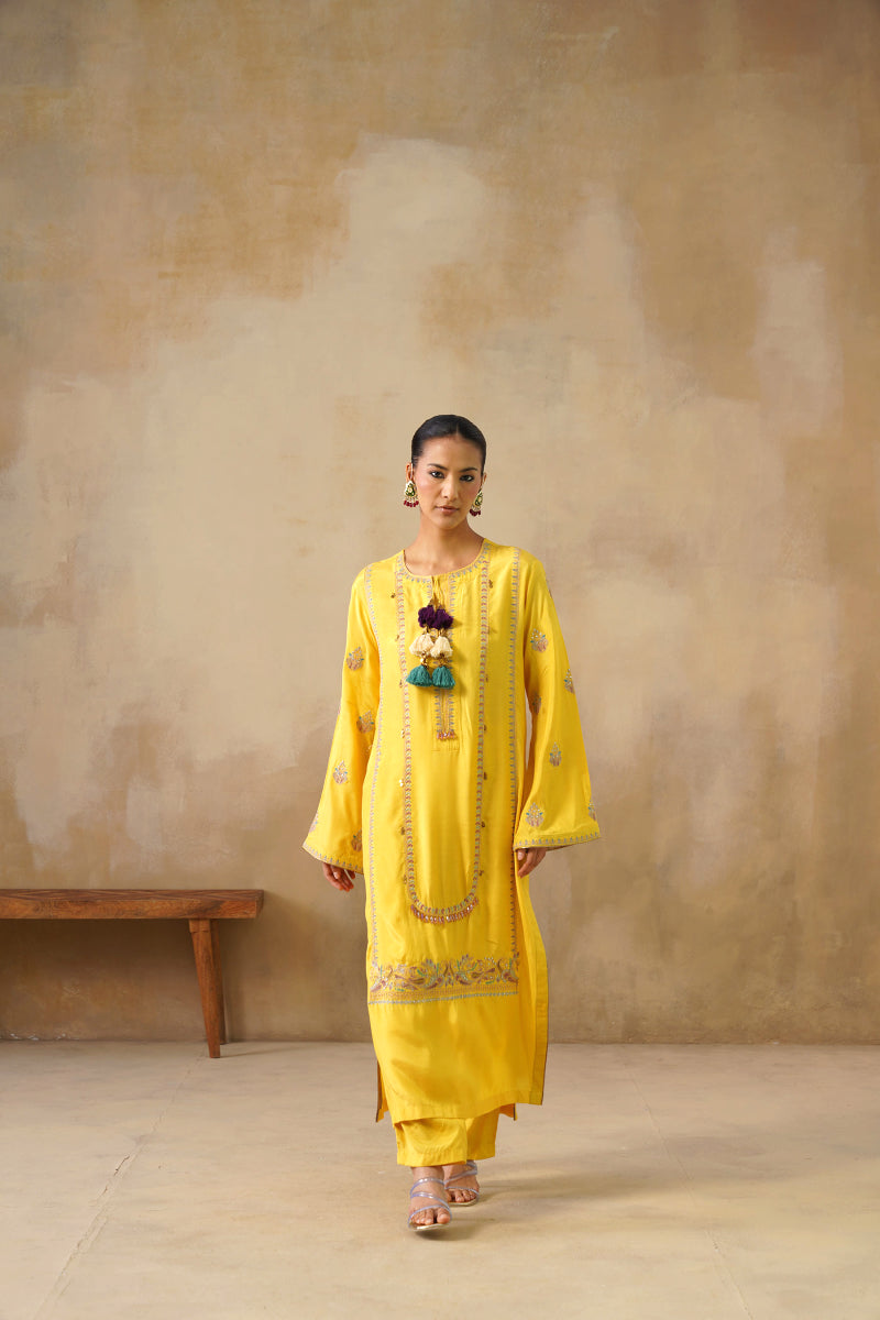 Noor Yellow Kali Suit Set With Dupatta
