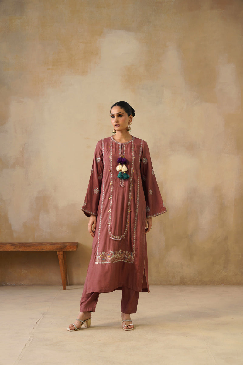 Noor Brown Straight Suit Set With Dupatta