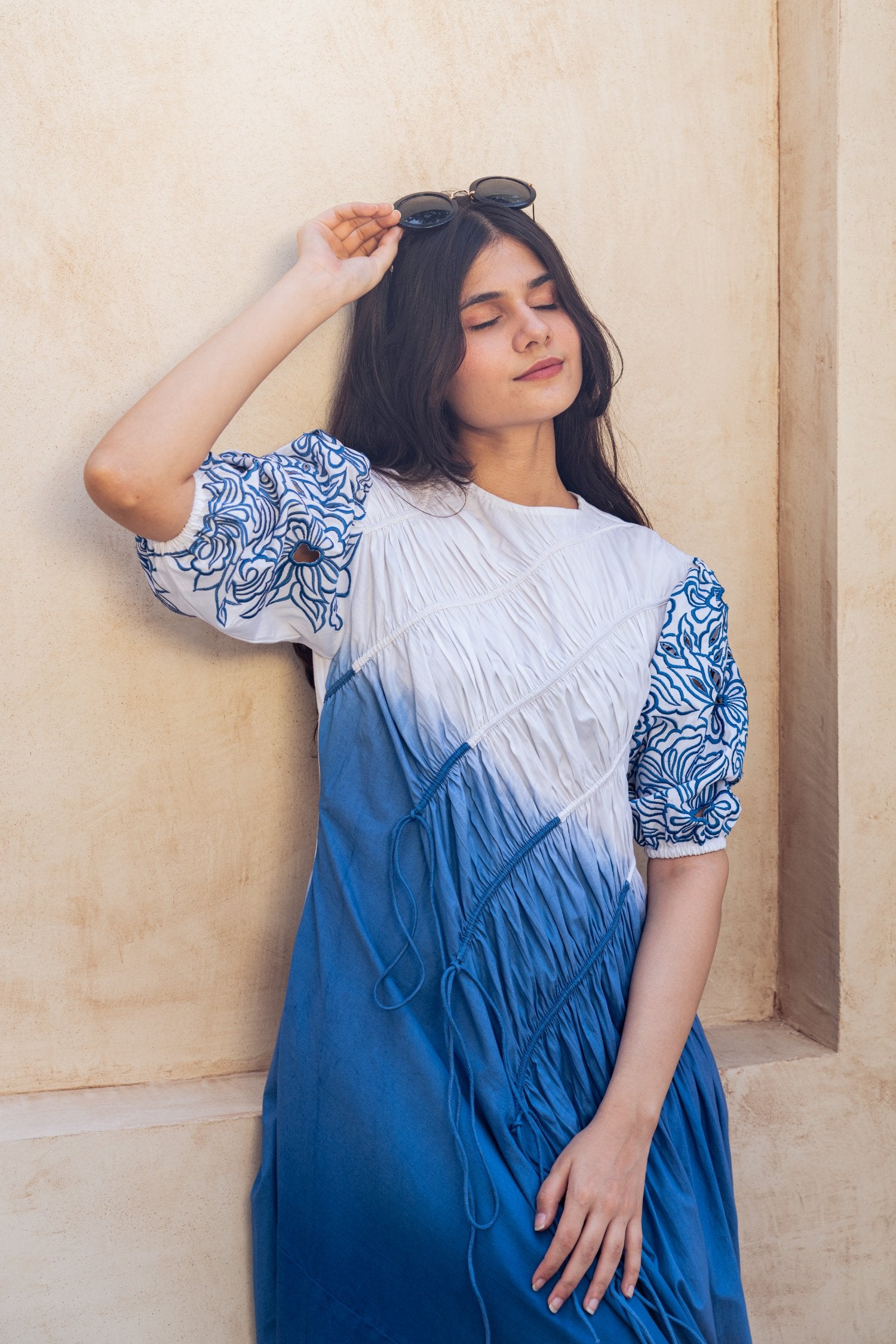 Shaded Blue Middi Dress