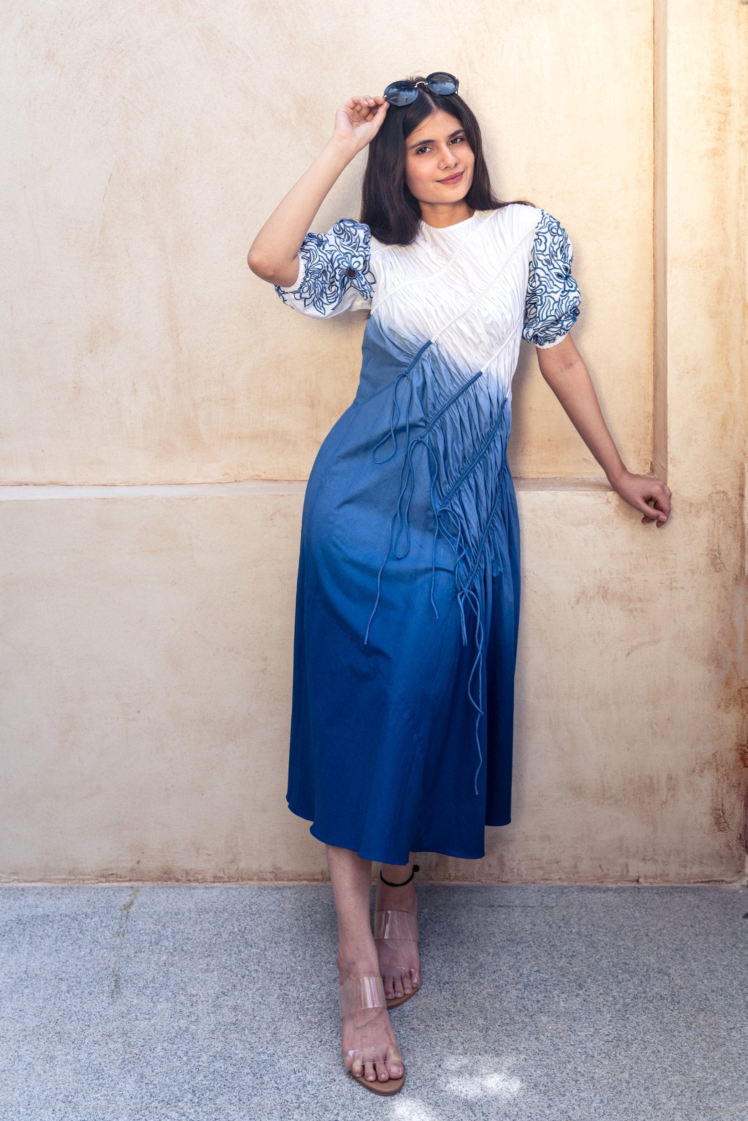 Shaded Blue Middi Dress