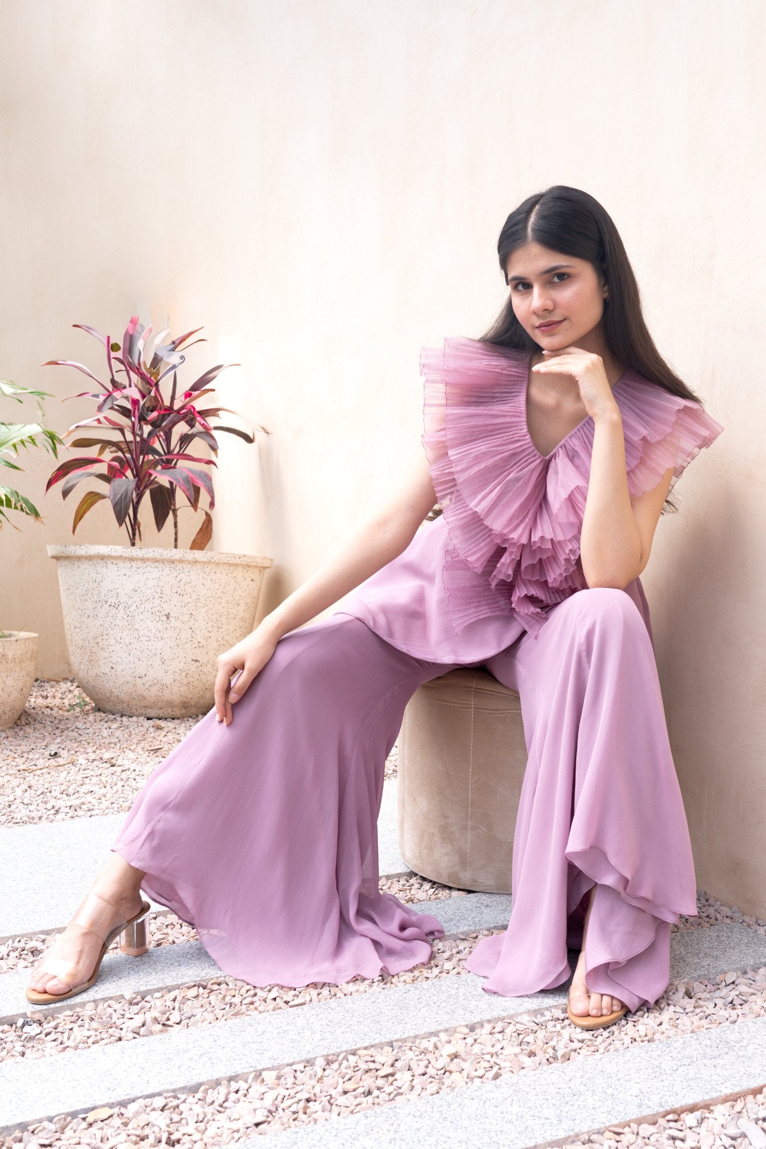 Baby pink ruffle co-ord set