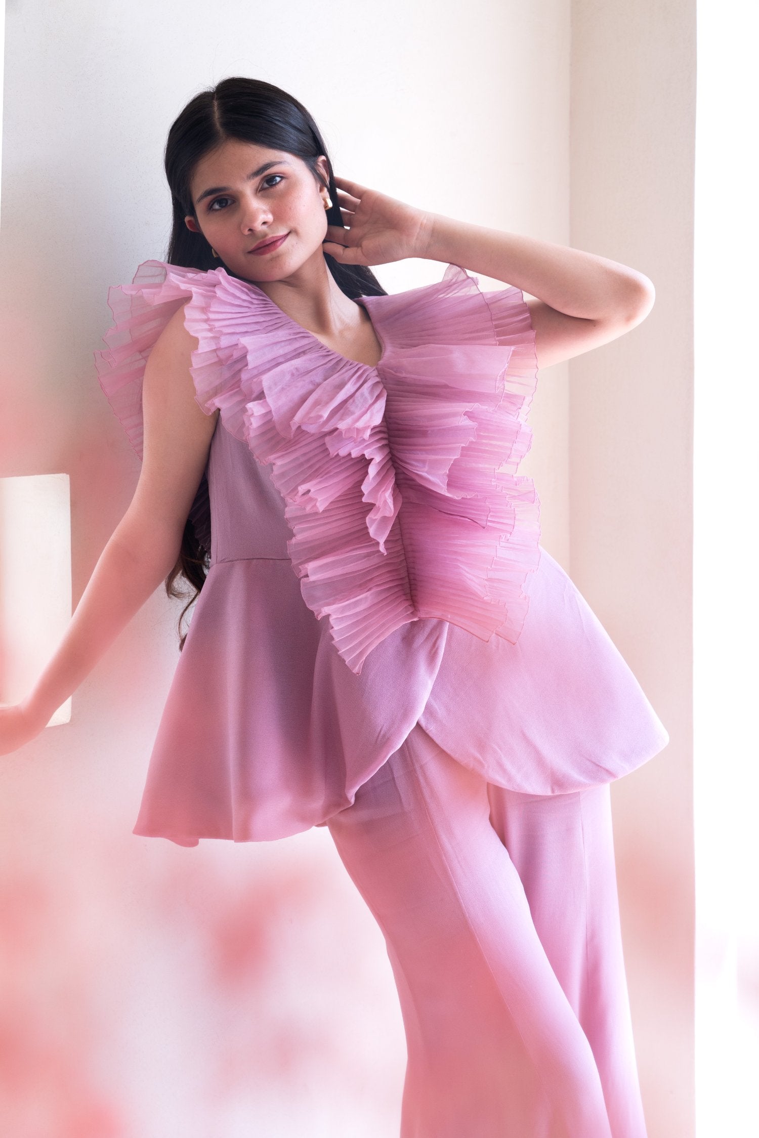 Baby pink ruffle co-ord set