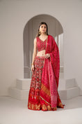 Load image into Gallery viewer, Crimson Red Silk Chaniya Patola Lehenga Set
