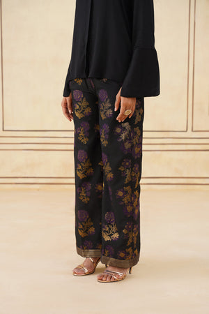 Meher Black Shirt with Brocade Pants-Inching India 