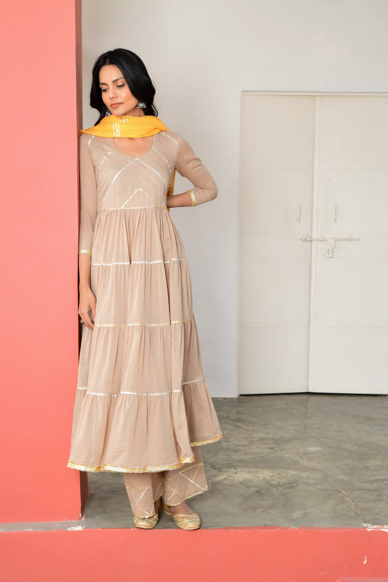 Coffee Fizaa Kurta Palazzo Set