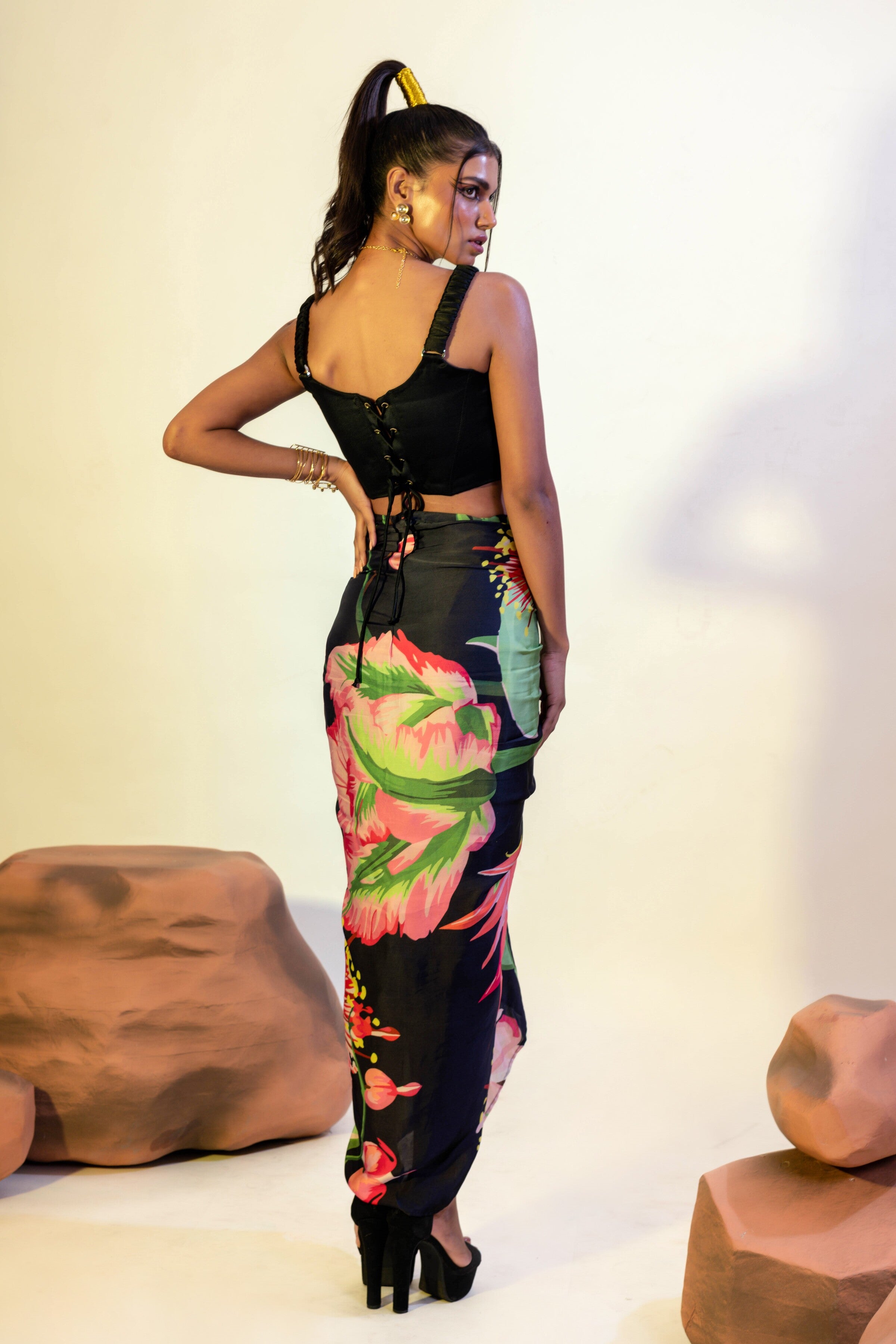 Corset & Black Drape Skirt Co-ord Set