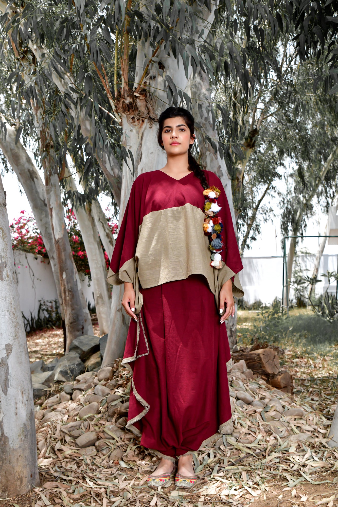 Maroon Sufi Noora Boho Co-Ord Set